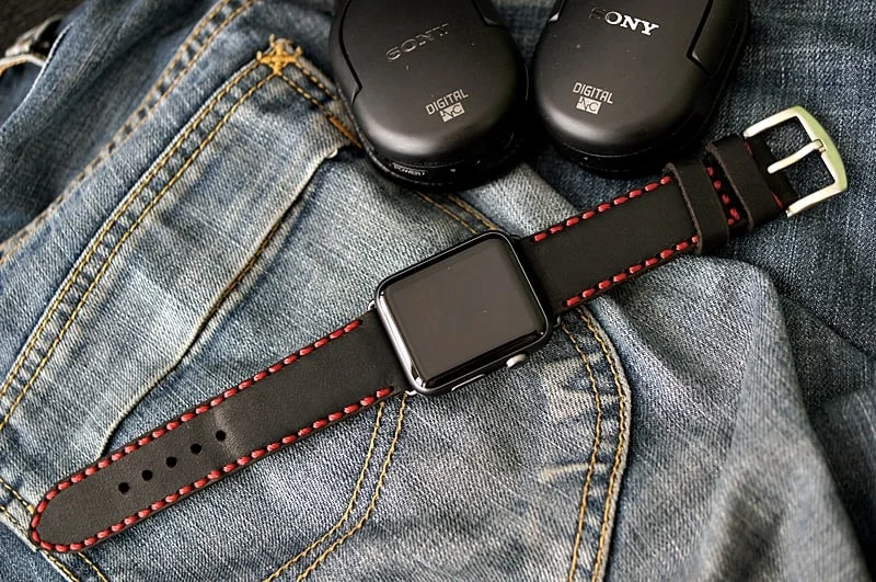 AWBF90-D123 handgefertigt Vintage Leder Uhrenarmband incl. Lugs Adapter für Apple Watch (oder Apple Watch Sport) 42mm oder 38mm – Bild 3
